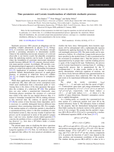 Time parameters and Lorentz transformations of relativistic stochastic processes * Jörn Dunkel,