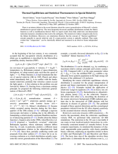 Thermal Equilibrium and Statistical Thermometers in Special Relativity David Cubero, Jesu´s Casado-Pascual,