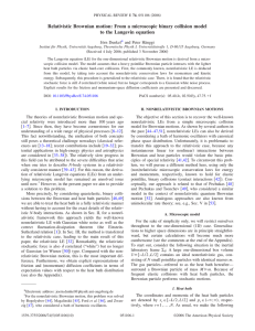 Relativistic Brownian motion: From a microscopic binary collision model * Jörn Dunkel