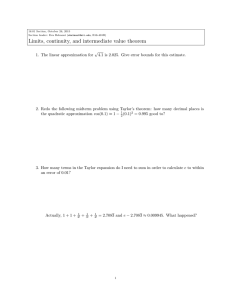 Limits, continuity, and intermediate value theorem