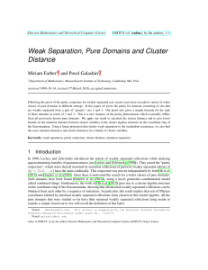 Weak Separation, Pure Domains and Cluster Distance Miriam Farber and Pavel Galashin