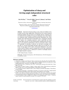 Optimization of sharp and viewing-angle-independent structural color Chia Wei Hsu,