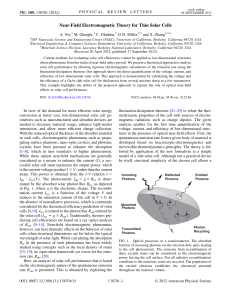 Near-Field Electromagnetic Theory for Thin Solar Cells A. Niv, M. Gharghi, C. Gladden,