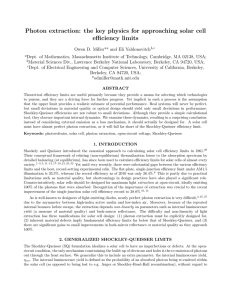 Photon extraction: the key physics for approaching solar cell efficiency limits