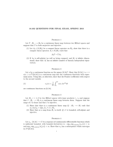 18.102 QUESTIONS FOR FINAL EXAM, SPRING 2015 Problem 1 −→ H