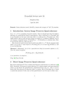 D-module lecture note 16 1 Introduction: Inverse Image Preserves Quasi-coherence Dongkwan Kim