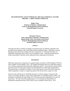 DECOMPOSITION AND SYNTHESIS OF ARKANSAS PERSONAL INCOME Philip F. Rice