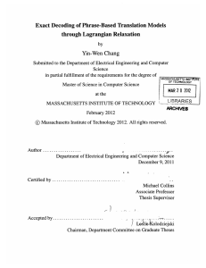 Exact Decoding  of Phrase-Based  Translation Models through Lagrangian Relaxation