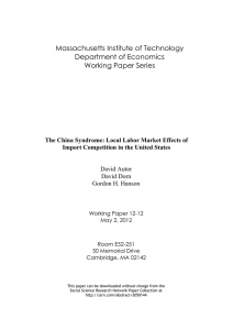 Massachusetts Institute of Technology Department of Economics Working Paper Series