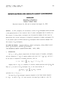 CONVERGENCE INFINITE MATRICES AND ABSOLUTE ALMOST