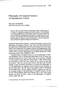 Philosophy of Computer Science: An Introductory Course ,~ 319