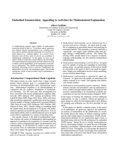 Embodied Enumeration: Appealing to Activities for Mathematical Explanation Albert Goldfain