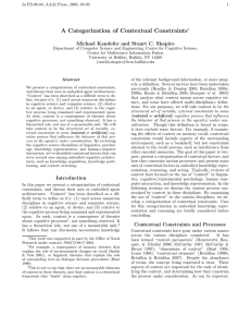 A Categorization of Contextual Constraints Michael Kandefer and Stuart C. Shapiro