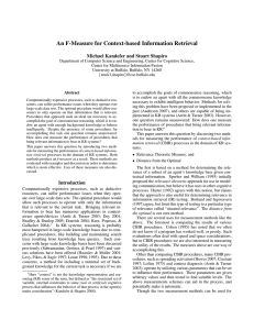 An F-Measure for Context-based Information Retrieval Michael Kandefer and Stuart Shapiro
