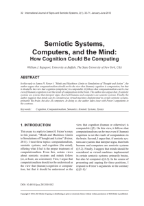 Semiotic Systems, Computers, and the Mind: How Cognition Could Be Computing ABSTRACT