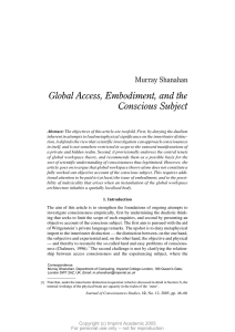 Global Access, Embodiment, and the Conscious Subject Murray Shanahan