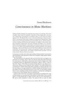 Consciousness in Meme Machines Susan Blackmore