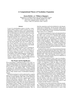A Computational Theory of Vocabulary Expansion Karen Ehrlich