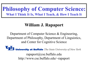 Philosophy of Computer Science: William J. Rapaport