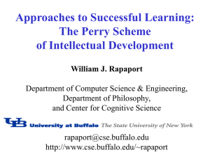 Approaches to Successful Learning: The Perry Scheme of Intellectual Development