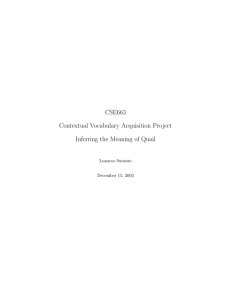 CSE663 Contextual Vocabulary Acquisition Project Inferring the Meaning of Quail Lunarso Sutanto