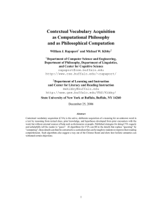Contextual Vocabulary Acquisition as Computational Philosophy and as Philosophical Computation