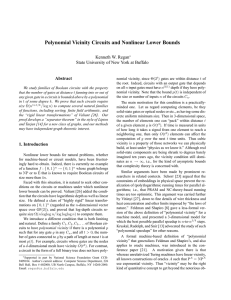 Polynomial Vicinity Circuits and Nonlinear Lower Bounds Kenneth W. Regan Abstract