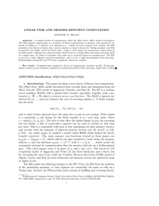 LINEAR TIME AND MEMORY-EFFICIENT COMPUTATION