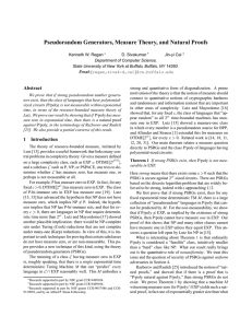 Pseudorandom Generators, Measure Theory, and Natural Proofs Abstract