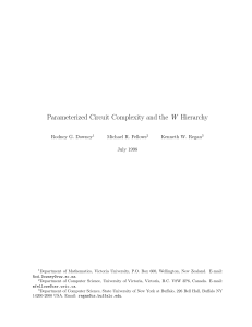 Parameterized Circuit Complexity and the W Hierarchy Rodney G. Downey