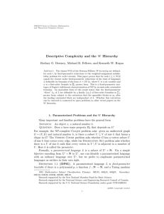 Descriptive Complexity and the W Hierarchy