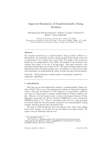 Improved Simulation of Nondeterministic Turing Machines Subrahmanyam Kalyanasundaram , Richard J. Lipton