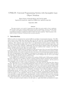 UPSILON: Universal Programming System with Incomplete Lazy Object Notation