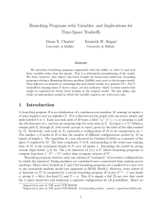 Branching Programs with Variables, and Implications for Time-Space Tradeoffs Denis X. Charles