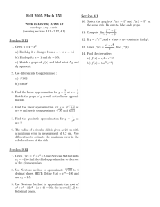 Fall 2005 Math 151 Section 4.1