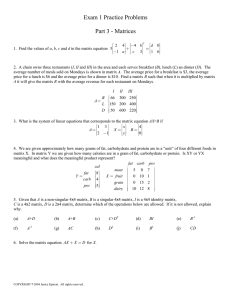Exam 1 Practice Problems  Part 3 - Matrices