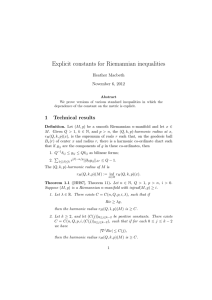 Explicit constants for Riemannian inequalities Heather Macbeth November 6, 2012