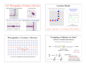“1d” Waveguides + Cavities = Devices Lossless Bends “Coupling-of-Modes-in-Time”