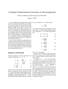 Coordinate Transformation &amp; Invariance in Electromagnetism August 17, 2007