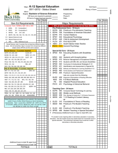 K-12 Special Education 2011-2012 - Status Sheet Bachelor of Science Education