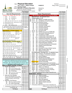 Physical Education 2011-2012 - Status Sheet Bachelor of Science Education