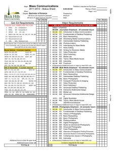 Mass Communications 2011-2012 - Status Sheet Bachelor of Science