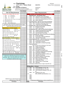 Psychology 2011-2012 - Status Sheet Bachelor of Science