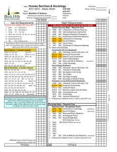 Human Services &amp; Sociology 2011-2012 - Status Sheet Bachelor of Science