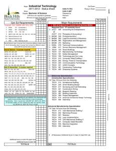 Industrial Technology 2011-2012 - Status Sheet Bachelor of Science