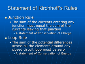 Statement of Kirchhoff’s Rules Junction Rule