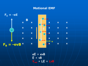 F = -evB Motional EMF B