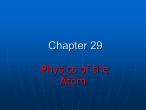 Chapter 29 Physics of the Atom