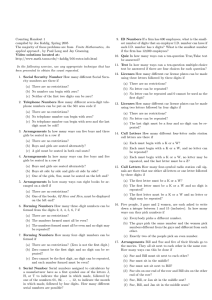 Counting Handout 1 compiled by Joe Kahlig, Spring 2005