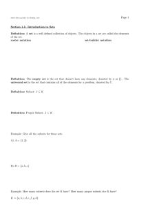 Page 1 Section 1.1: Introduction to Sets